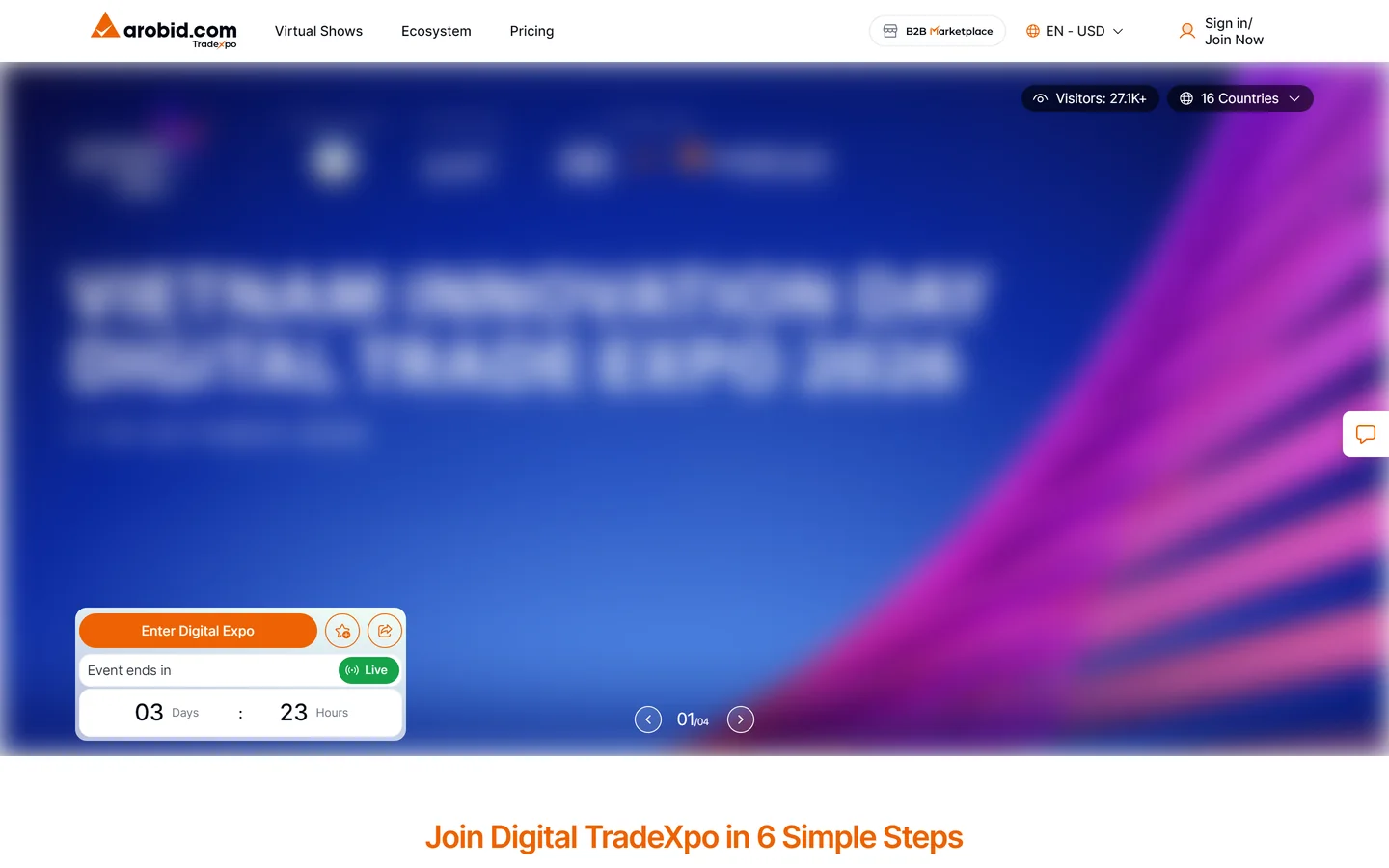 Arobid TradeXpo digital trade expo page